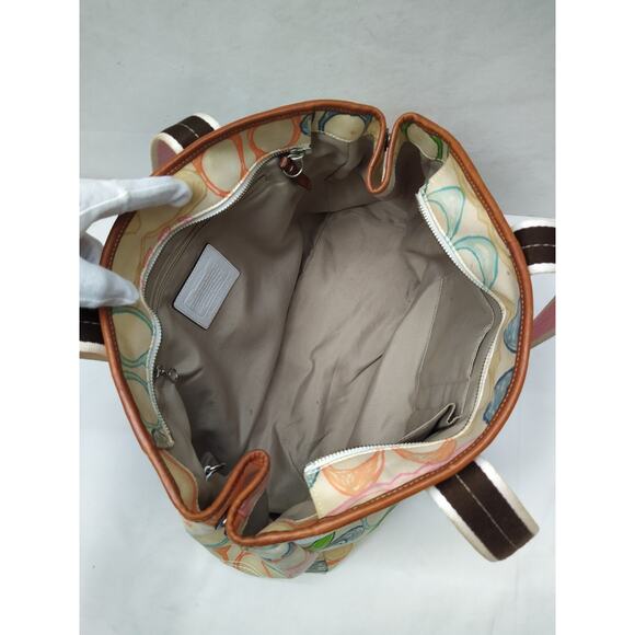 Coach Signature Multicolor Double Handles Zipper Closure Tote Bag - Picture 10 of 16
